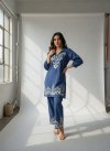 Naisha K 718 Cotton Flex Blue Colour Stylish Wear Co Ord Set